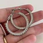 J.Crew Silver Diamond Hoop Earrings Photo 3