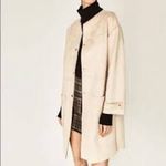 ZARA  Beige Suede Collarless Long Coat Jacket Women M Photo 1