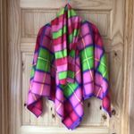 Bright multicolored plaid fleece handmade poncho & scarf set OS Size undefined Photo 7
