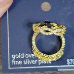 Belk NWT Gold Over Fine Silver Plated Crystal Halo and Band 3 Piece Ring Set Photo 11