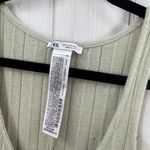 ZARA  Women’s Small Green Ribbed Jumpsuit Wide Leg Photo 2