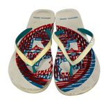 Tory Burch  3D Logo Ivory/Blue/Red Flip‎ Flops Sandals Rubber Size 7 US Photo 1