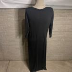24seven Comfort Apparel 1X Black Maxi Dress V Neck Long Sleeve Knot Photo 3