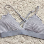 H&M Seersucker Striped Ruffle Bikini Top Blue periwinkle 6 Photo 0