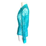 Bongo  Y2K Flair Emerald Lace Subtle Silver Metallic Collar Button-Up Shirt Small Photo 4