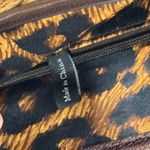 Brighton Brown Leather Trim Woven Straw Handbag Braided Accent Leopard Lining Photo 13