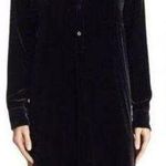 Vince Womens Dark-Blue Velvet Button-Down Collar Long-Sleeve Shirt Dress S Photo 0