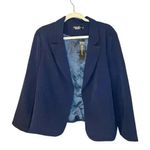 Allegra K  Navy Blue Cropped Open Front Blazer, 1x Photo 1