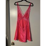 Victoria's Secret Hot Pink Satin Lace Slip Dress Crossback Negligee Bow Photo 4