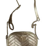 Badgley Mischka Gold Camera Bag Cross Purse Handbag Vegan Leather Studio Photo 0