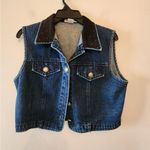 Vtg Wanted By Beads Beautiful Denim Vest cropped Size M Blue Size M Photo 0