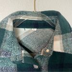 Green & Cream Fuzzy Plaid Button Down Semi Heavy Jacket Size L Size L Photo 5