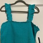 Teal Aqua Blue Smocked Tiered MIDI Dress Size Large NWT Photo 1