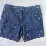 Talbots  Relaxed Chino Shorts Embroidered Stars Cotton Linen Blend 6P‎ Photo 0