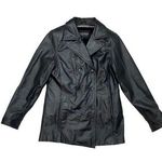 wilson's leather Wilsons Black Leather Button Front Womens Jacket Coat Lg Zip Out Faux Fur Lining Photo 0