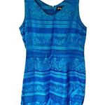 All that jazz Women's Vintage 90's Blue Satin Jacquard Floral Dress 13/14 Photo 0