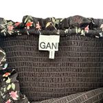 Ganni Elm Shirred Floral Black Georgette Mini Skirt Size 40 US 10 Smocked Waist Photo 4