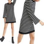 Madewell  Womens Sweater Dress Black & White Stripe Merino Wool Mini Size XS Photo 0