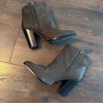 Halogen  Brown Pointed Toe Bootie Stacked Heel Photo 1