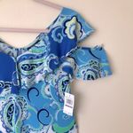 MSK Women’s Blue Green Paisley Print Ruffle Sleeve Shift Dress Size S Photo 3