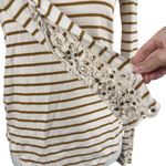 Free People  Hard Candy Cream & Brown Striped Crochet Long Sleeve Shirt XS Photo 1