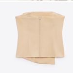 ZARA NWOT gabardine light, yellow, zipper, back strapless button front tube top Photo 4