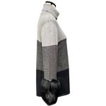 Alfani  Metallic Colorblock Turtleneck Sweater with Faux Fur Cuffs Gray Black Photo 3