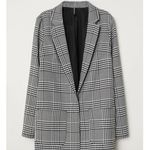 H&M NEW Womens Gray Plaid Checkered Single Breasted Blazer Over Coat Jacket Sz S Photo 0