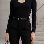 Vintage Belldini Black Cutout Ring Detail Top Long Sleeve Y2K Hong Kong Sz S Photo 0