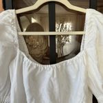 Reformation Jerri Linen Dress square neck mini white long sleeve puff a-line Photo 3