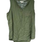 Knox Rose Crochet Knit Detail Boho Sleeveless Tank Top Sage Size XXL Photo 0