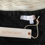 Olivaceous Black Peasant Cropped Cut Out Smocked Off Shoulder Puff Sleeve Top Photo 12