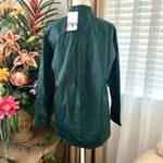 ZARA Asymmetric Poplin Button Up Long Sleeve Shirt in Duck Green Photo 6