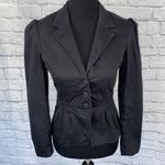 H&M women sz 6 button front cotton blend fully lined Longsleeve pleated blazer Photo 0