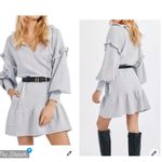 Something Navy Gray Ruffled Sweatshirt Dress Photo 1