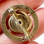 Vintage Signed Coro Circle Brooch Pin Aquamarine Glass Stone 50s Costume Jewelry Gold Photo 2