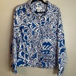 Coldwater Creek Women’s Jacket Large Blue White Moonlight Floral Full Zip Boho Photo 0