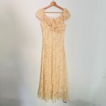 Rihoas Yellow Floral Cap Sleeve Ruffle Midi Dress Photo 4