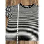 Madewell   soft cotton shirt w/ ruffle sleeves Black and white stripes.Sz L‎ Photo 5