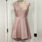 Halston Heritage  Structured Mini Dress Cocktail Party V Neck Light Pink 2 Chic Photo 1