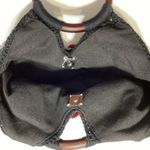 Crochet Rose Tote Bag โ Black & Red Handmade Boho Floral 70s-Inspired Purse Photo 5