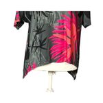 Clara Sun Woo Tunic Size XS Gray Pink Coral Angle Hem Lagenlook Floral Tropical Photo 3