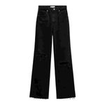 ZARA  Black Wide Leg Distressed Jeans Size 6 New High Waist Photo 1