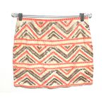 EXPRESS Mini Skirt S Sequin Bling Glam Metallic Aztec Tribal Lined Boho Festival Photo 2