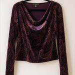 Briggs New York Womens Petite M Velvet Paisley Print Long Sleeve Cowl Neck Top Photo 0