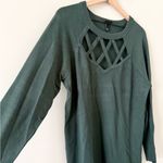 Torrid Lattice Neck Long Sleeve Sweater in Dark Green Size 1 or XL Photo 1