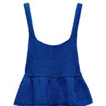 ZARA NWT RUFFLED KNIT TOP BLUE CROP MEDIUM Photo 2