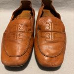 Tory Burch  square-toe tan color loafers embossed logo size 8.5 Photo 1