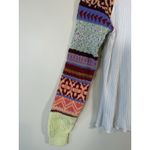 Free People  Mixed Knit Cowl Neck Sweater S Boho Patchwork Fair Isle Sleeve Prism Photo 2