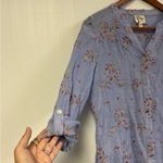 Anthropologie Fig & Flower Periwinkle Embroidered Floral Rollup Sleeve button up Photo 1